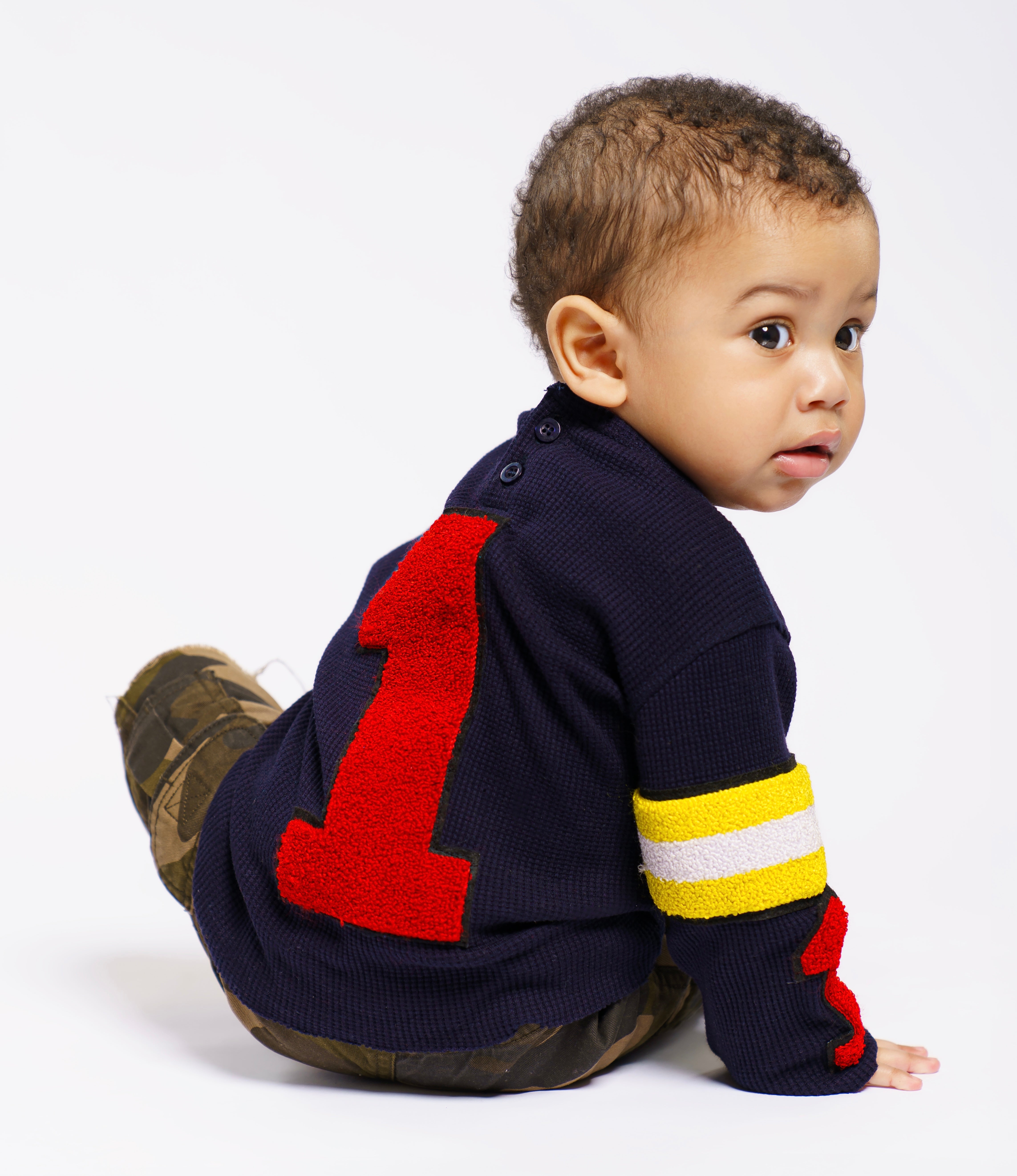 Kids Waffle Knit Jersey(Navy/red/yellow)