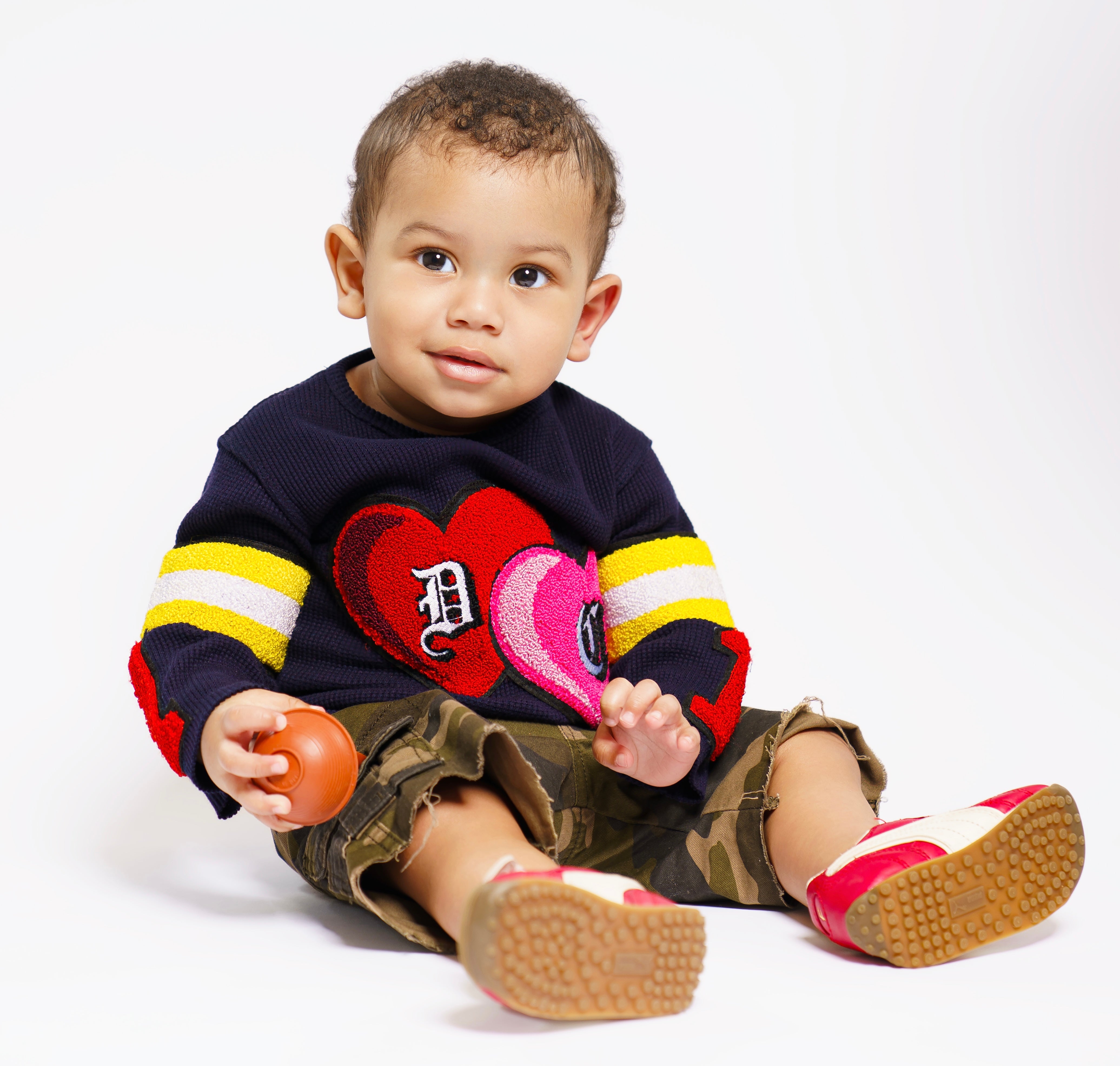 Kids Waffle Knit Jersey(Navy/red/yellow)