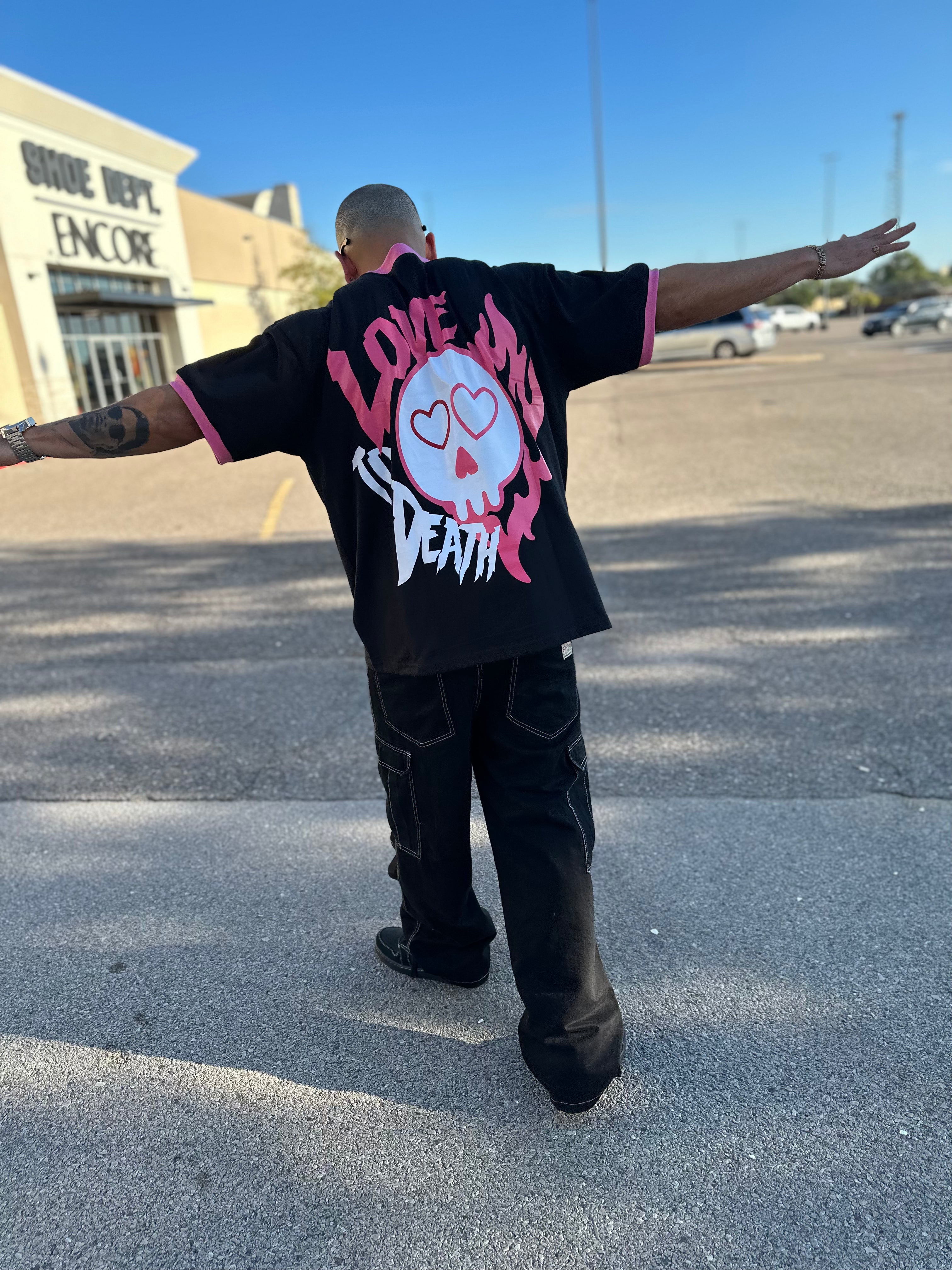 Love To Death Ringer Tee (Blk/Pink)