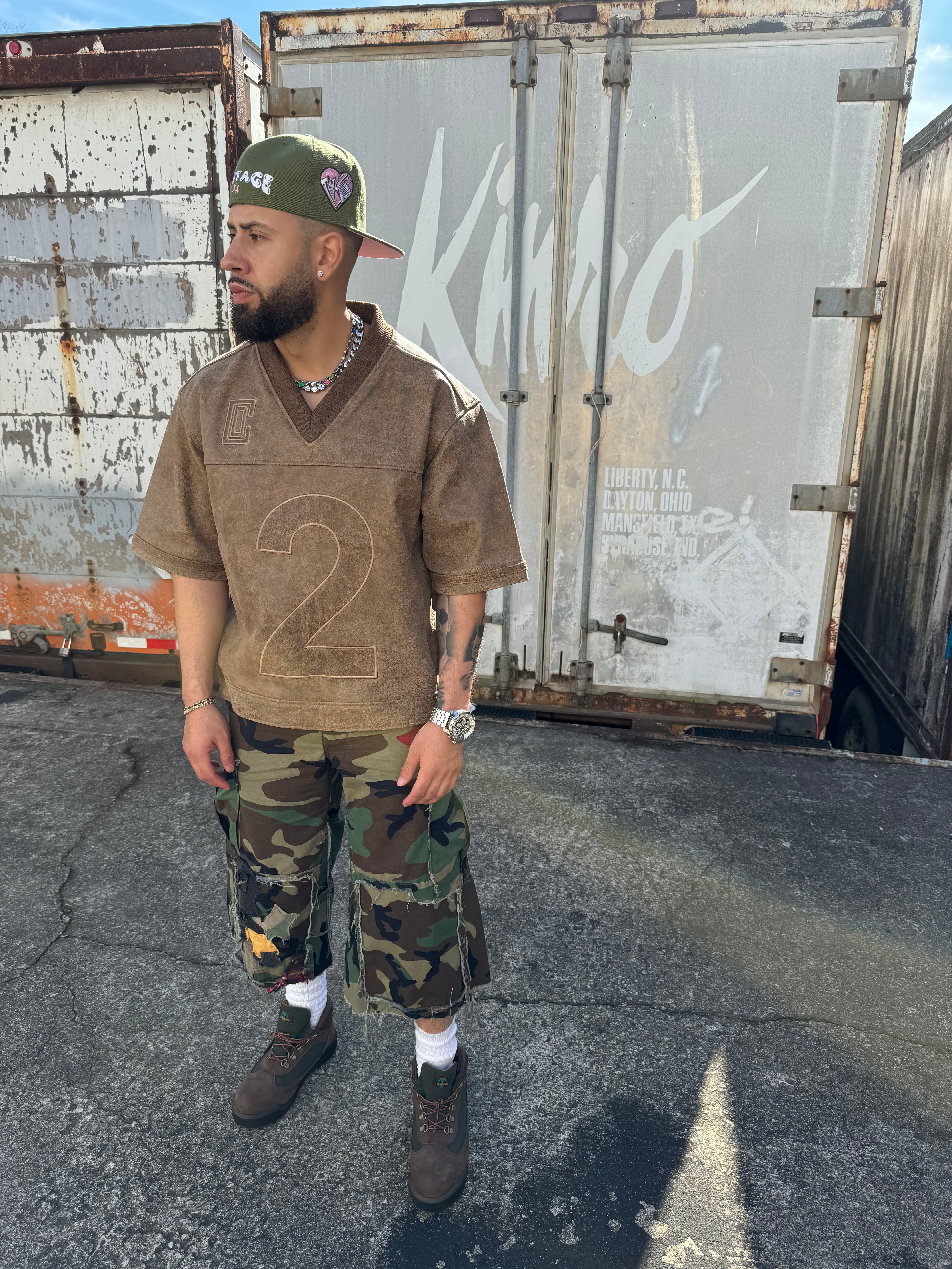 Distressed Leather Jersey