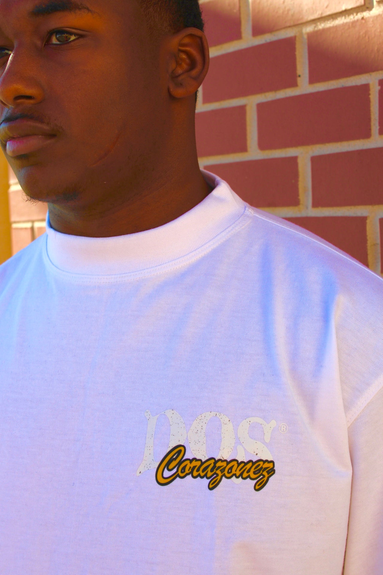 2 Cats Tee (White/Ochre)