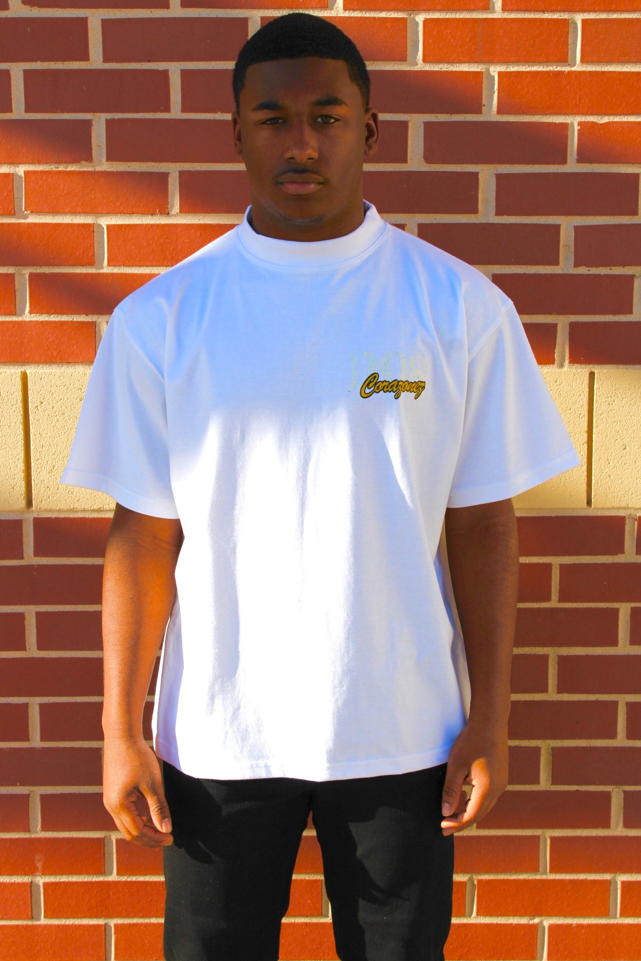 2 Cats Tee (White/Ochre)