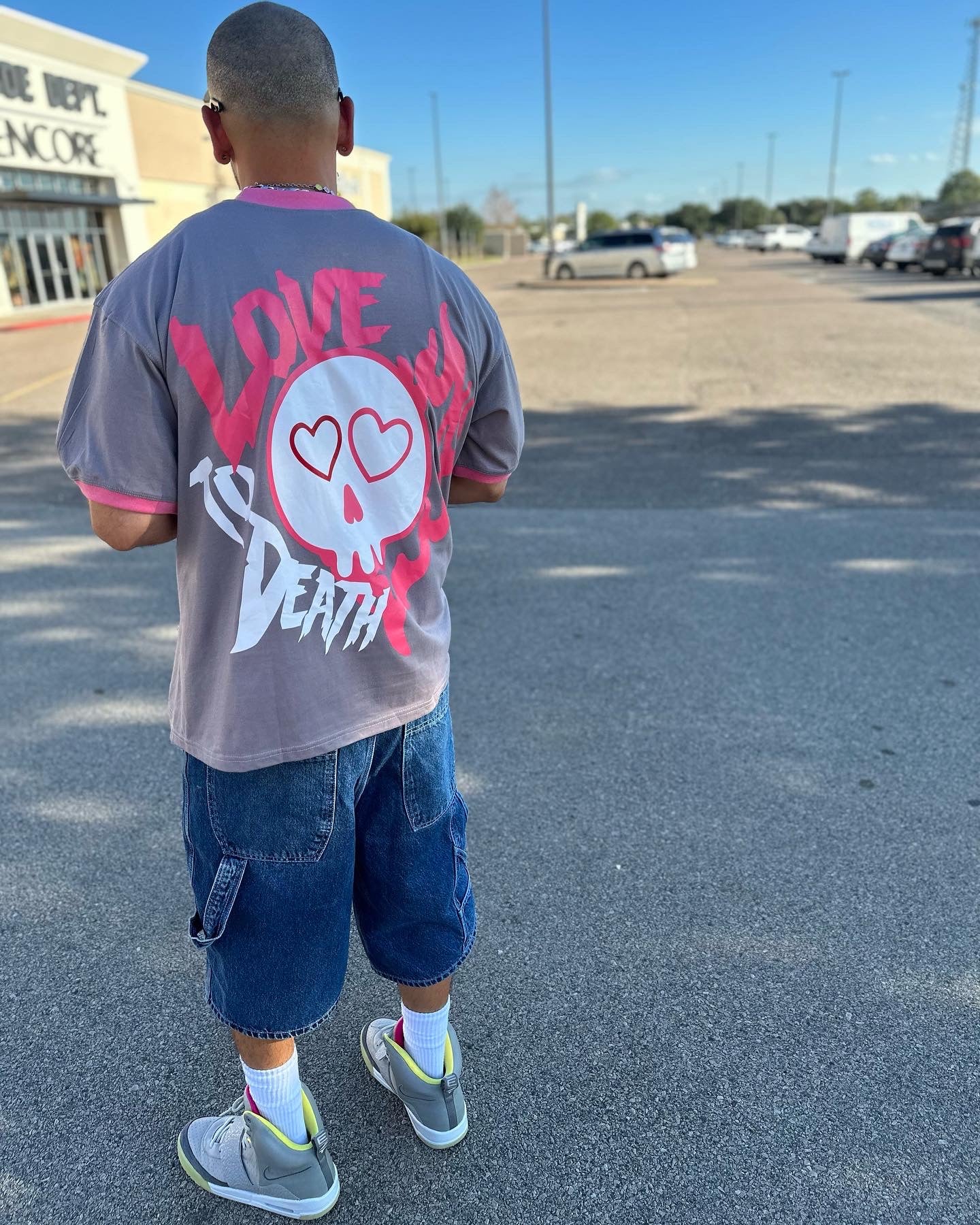 Love To Death Ringer Tee (Grey/Pink)