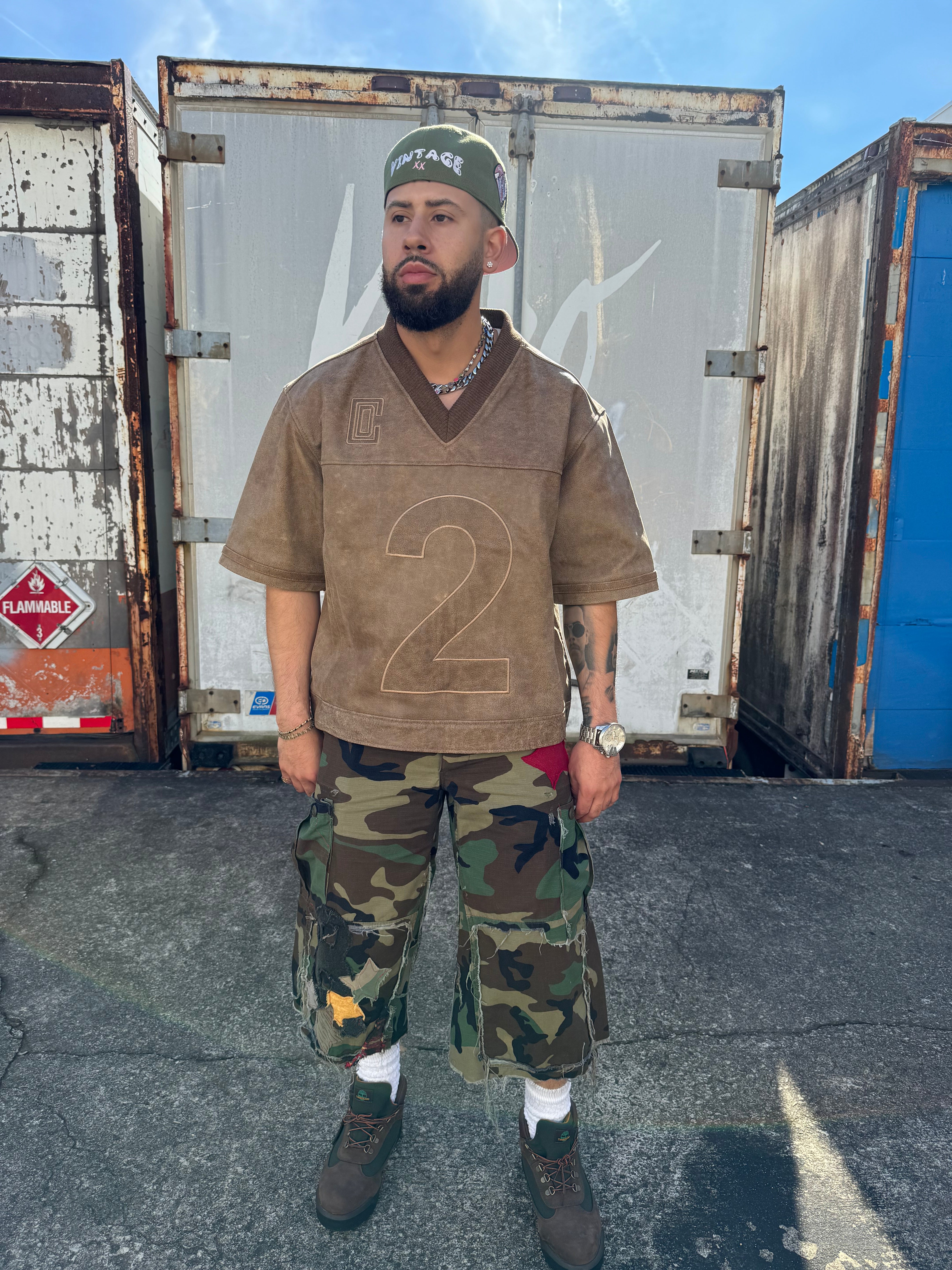 Distressed Leather Jersey