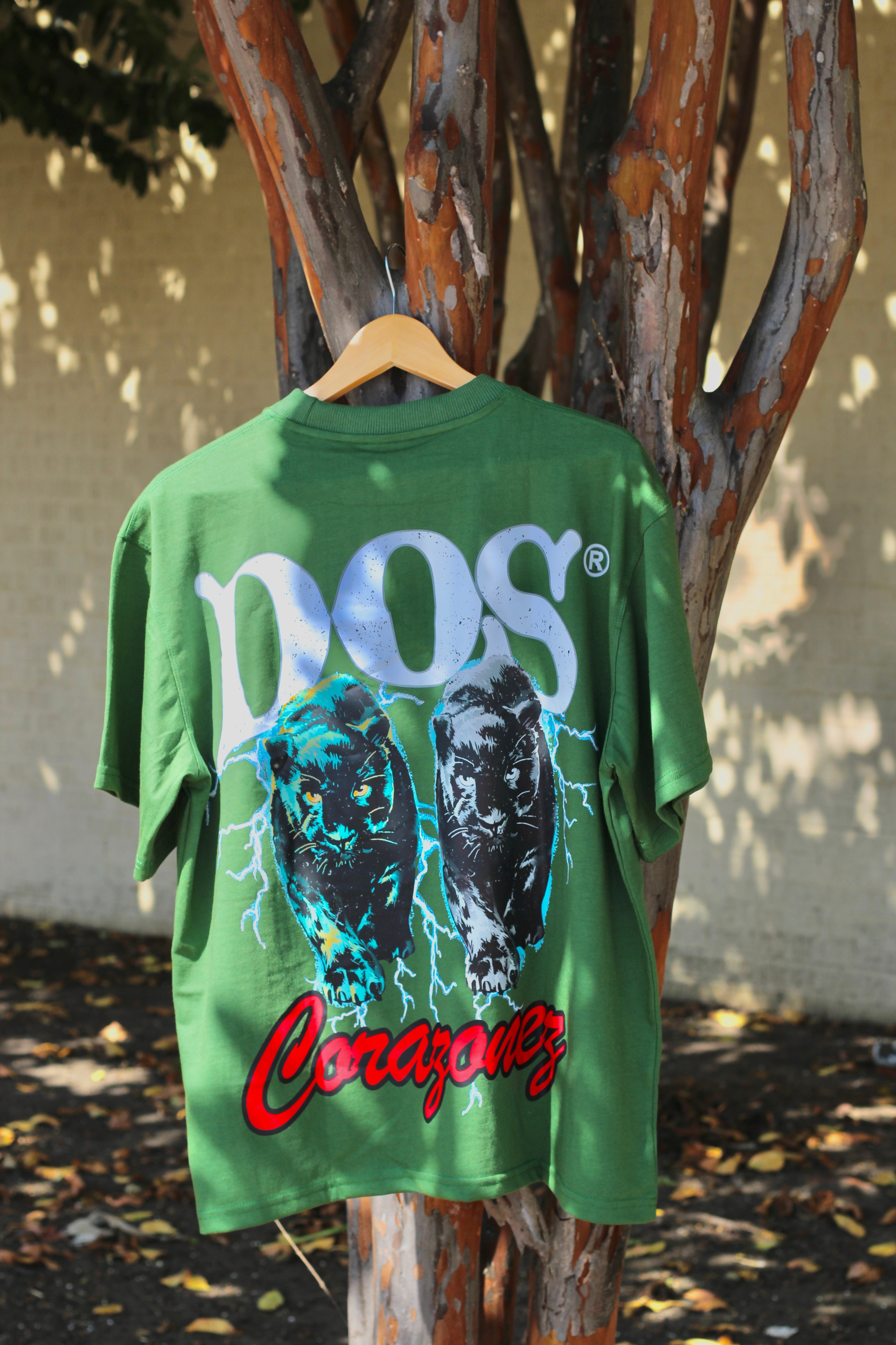 2 Cats Tee (Forrest Green/Red)