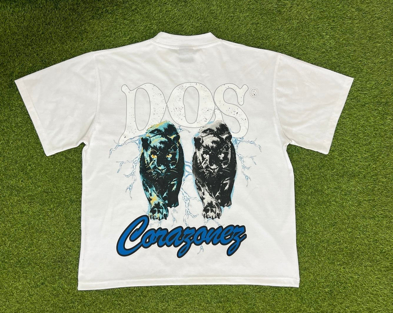 2 Cats Tee (White/Industrial Blue)