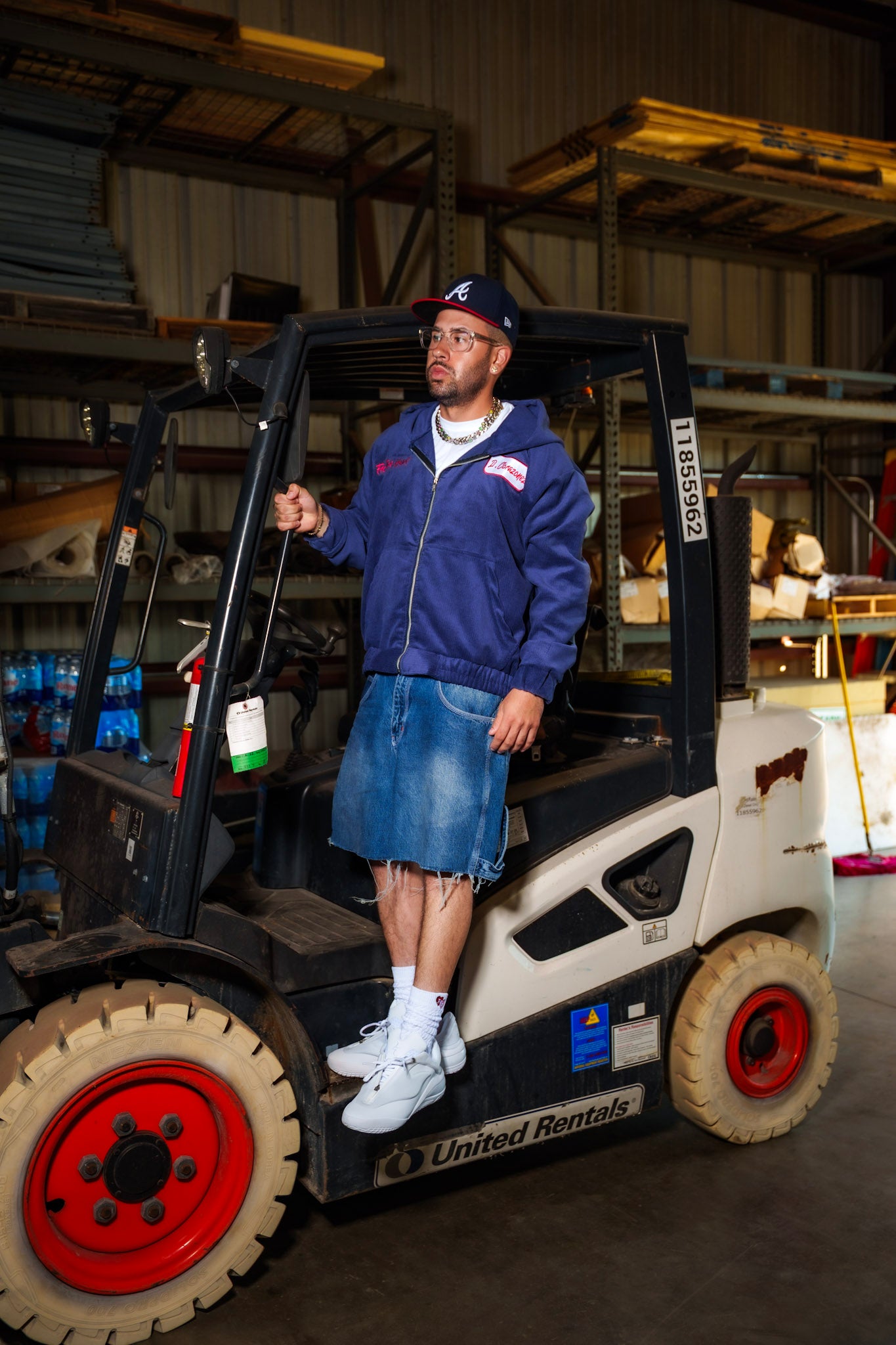 Corduroy work zip up (Navy)