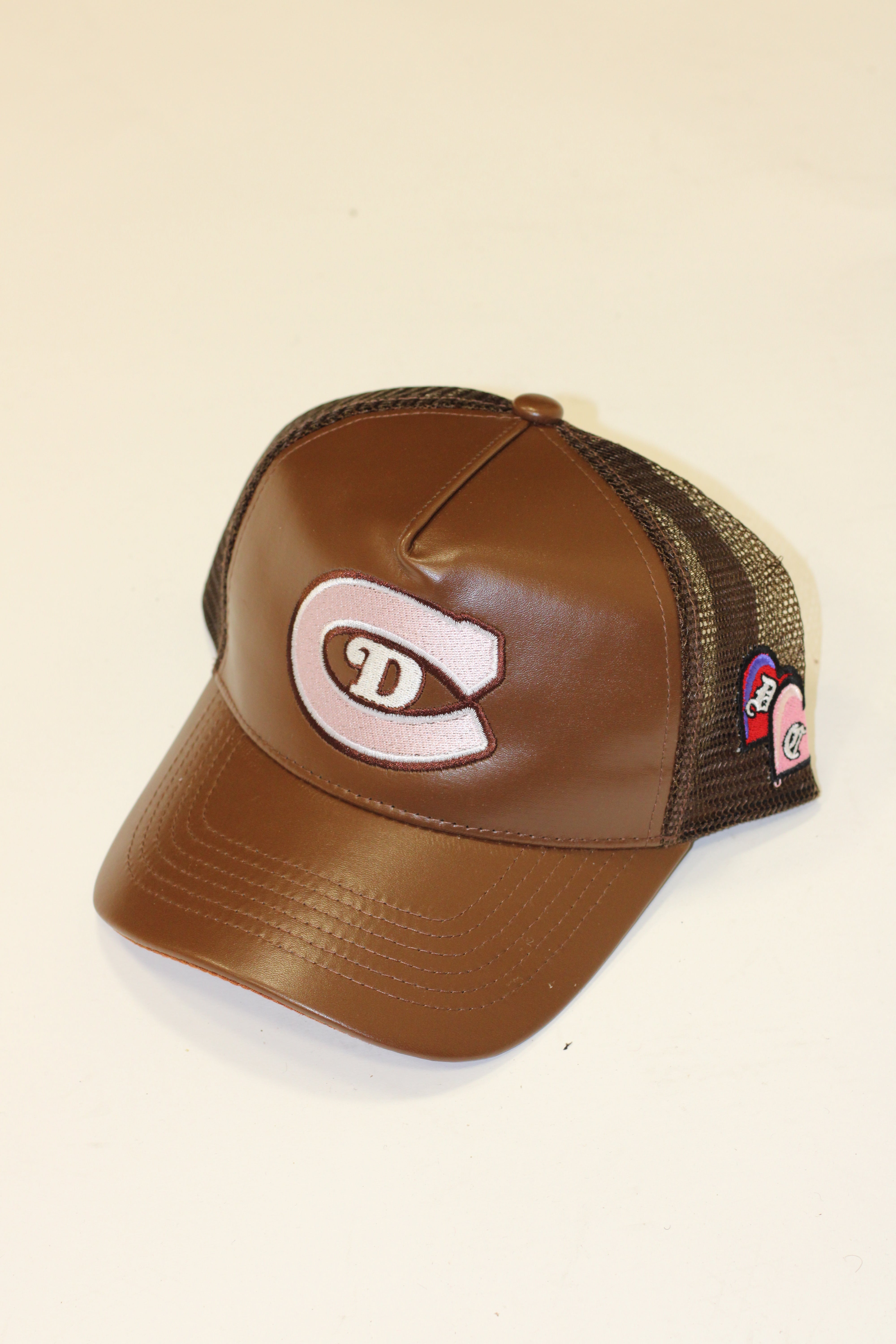 Leather Trucker (Brown/Pink)