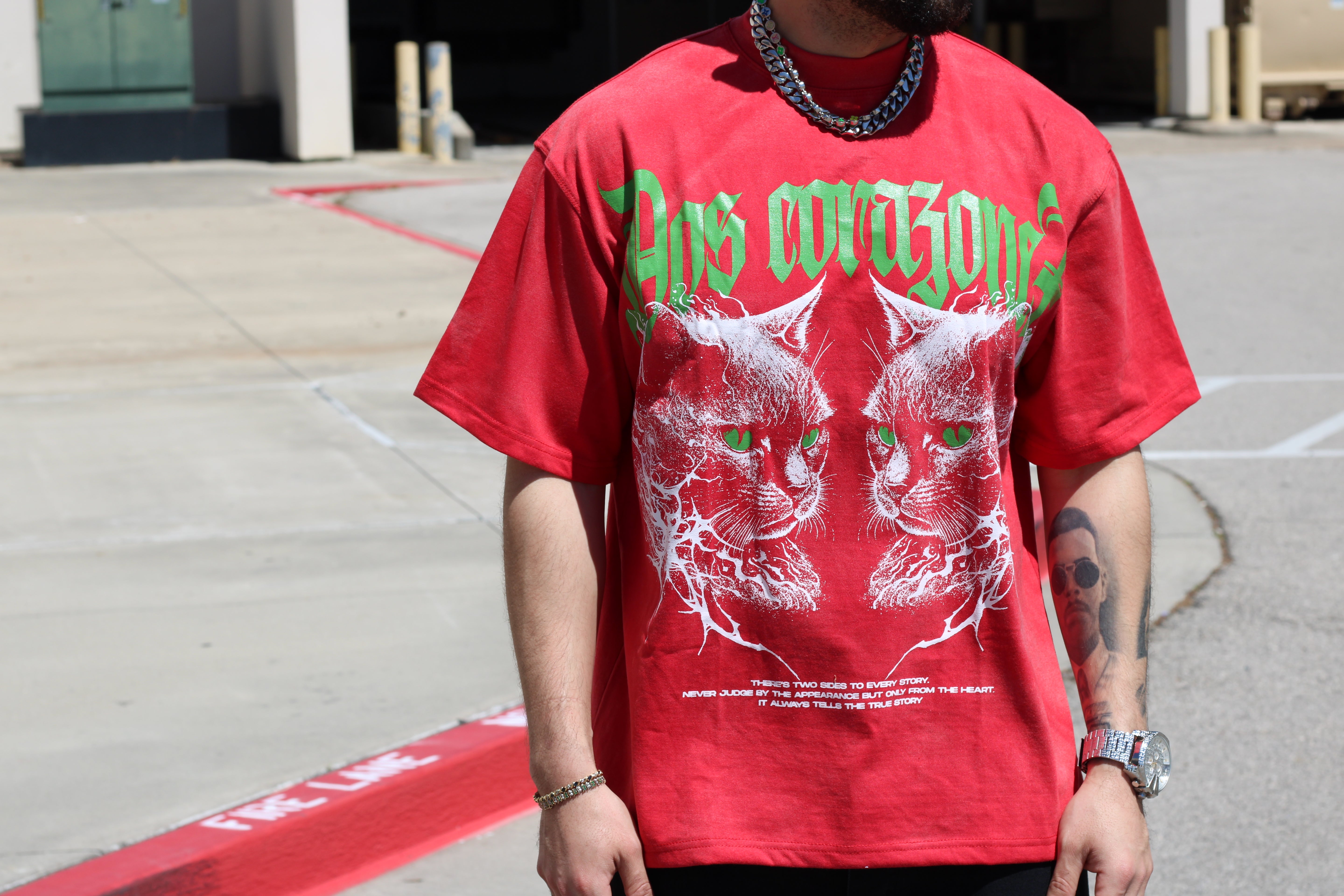 Two Tales Tee (Vintage Red/Green)