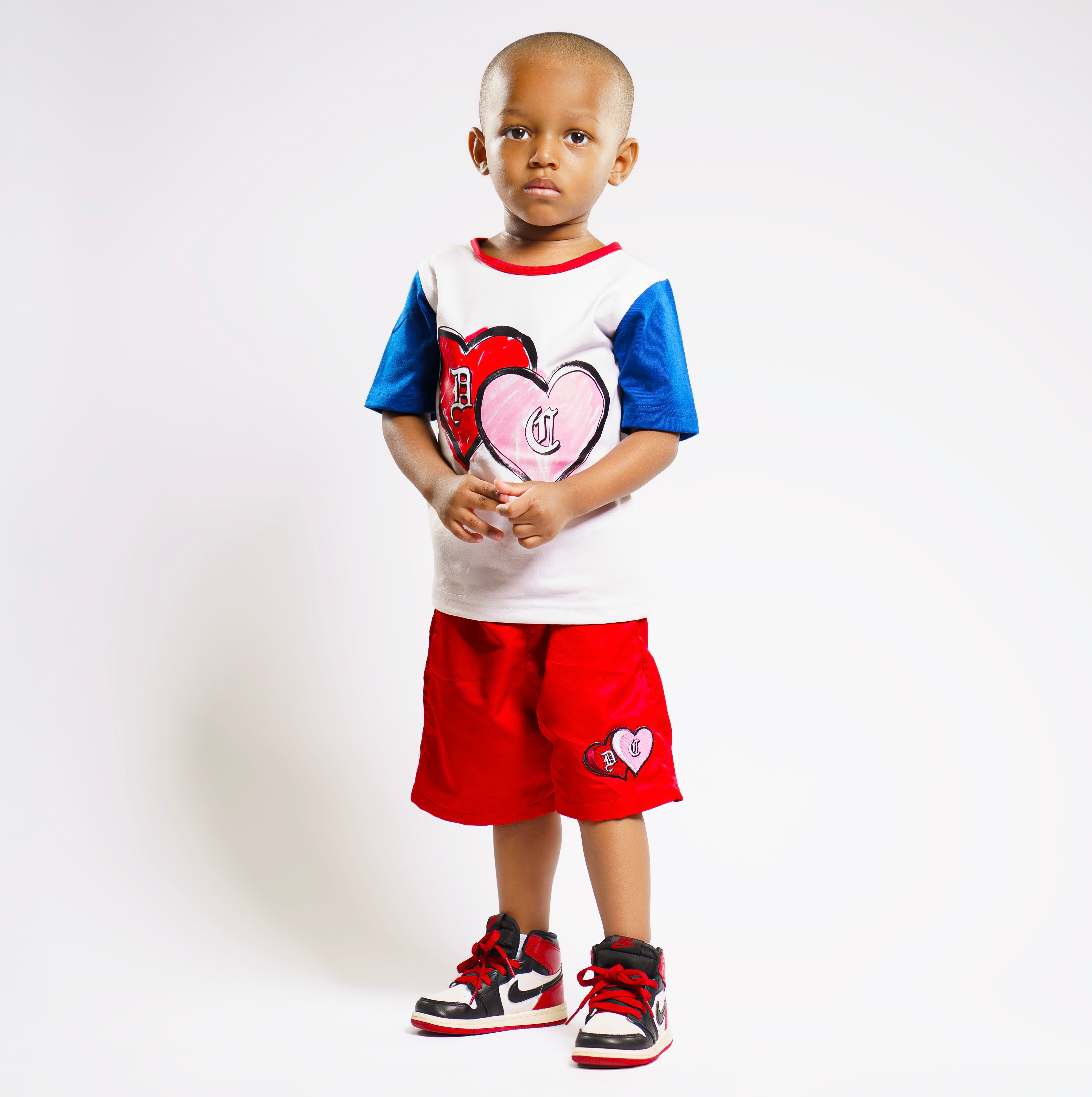 Kids Color Block Tee (White/Royal/Red)