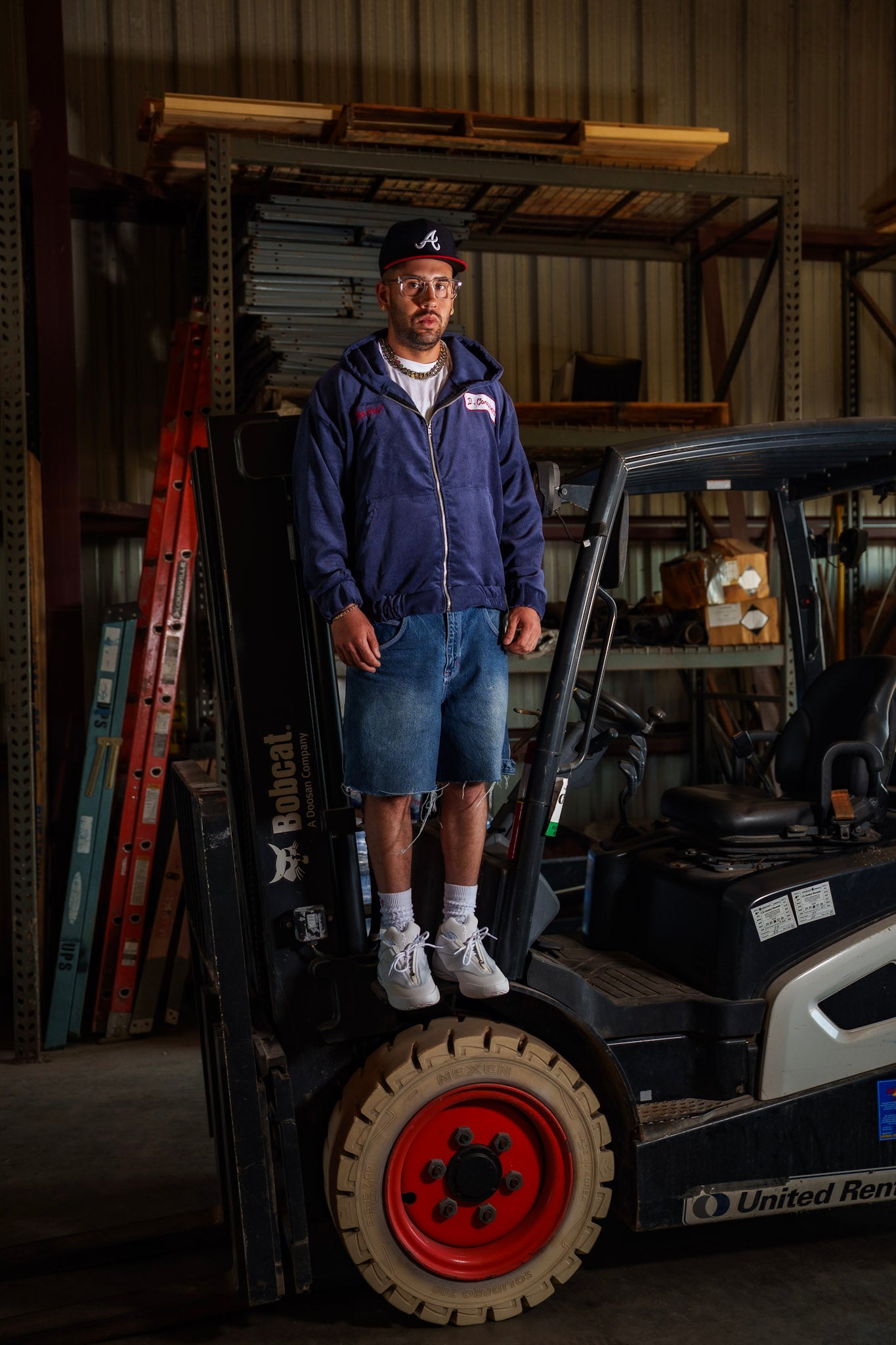 Corduroy work zip up (Navy)