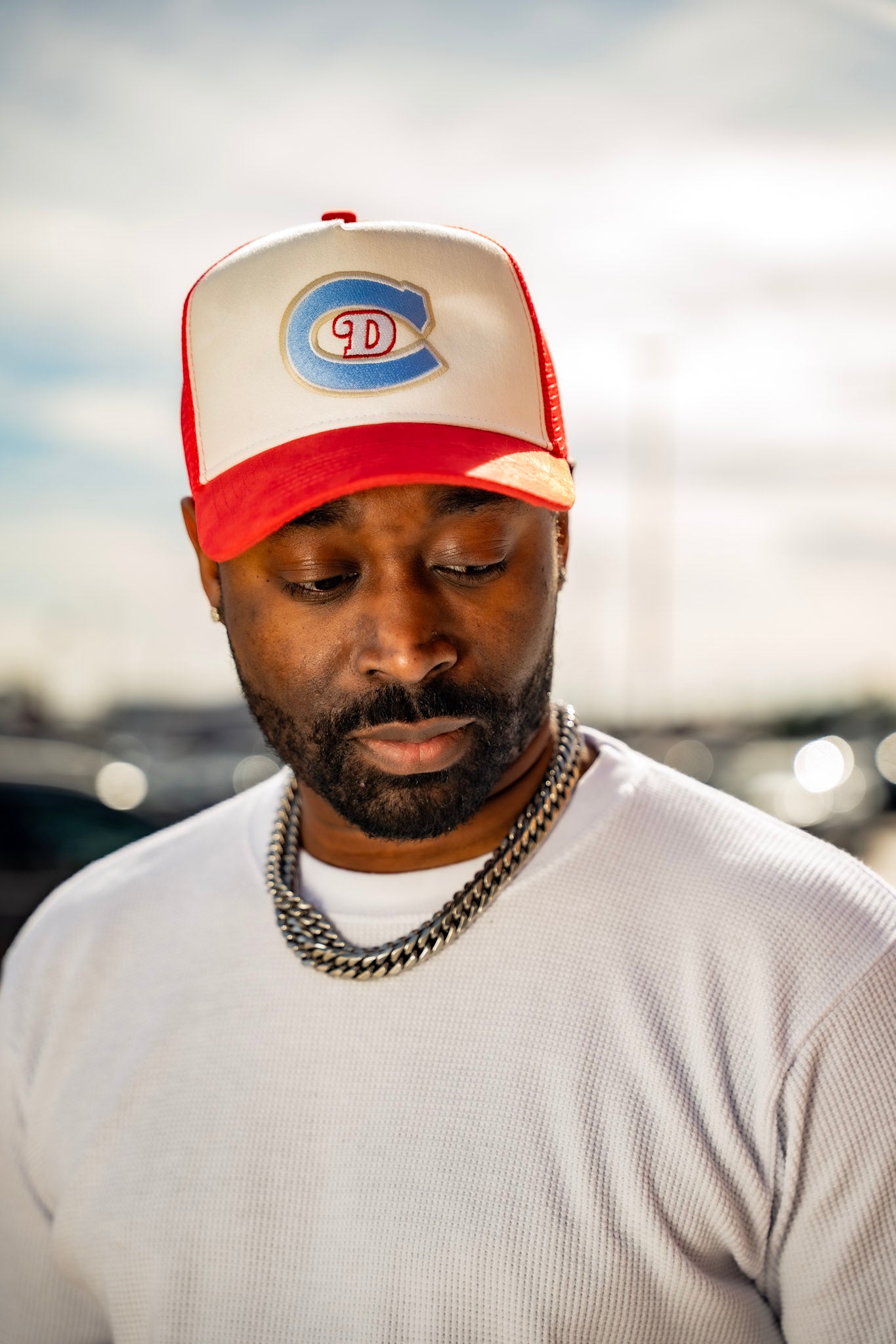 Suede Trucker Hat (Red/White)