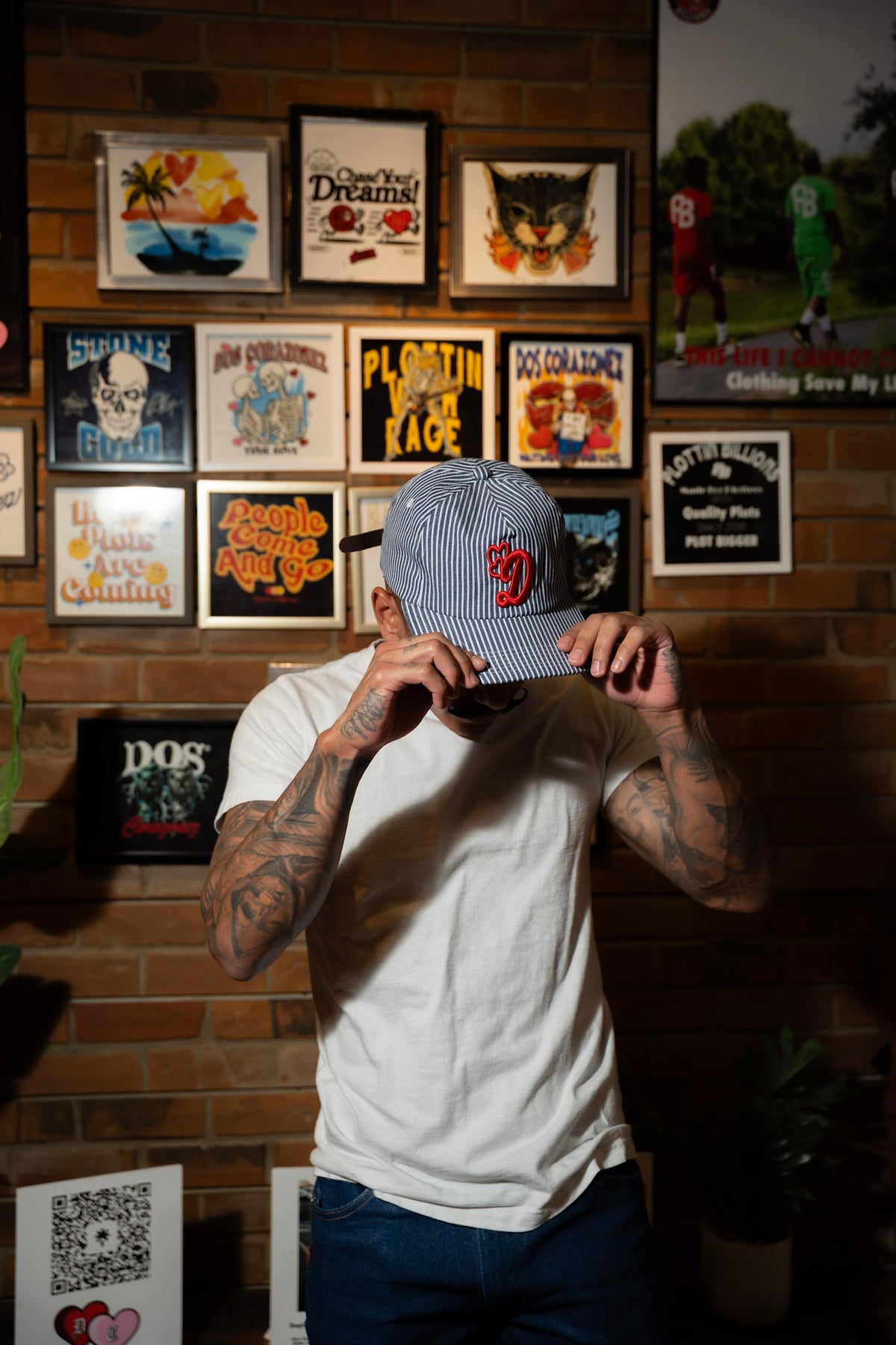 Pinstripe 5 panel strapback (Navy)