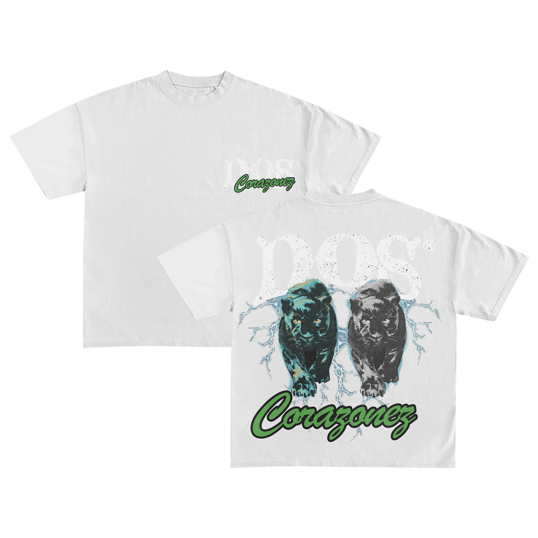 2 Cats Tee (White/Lucky Green)