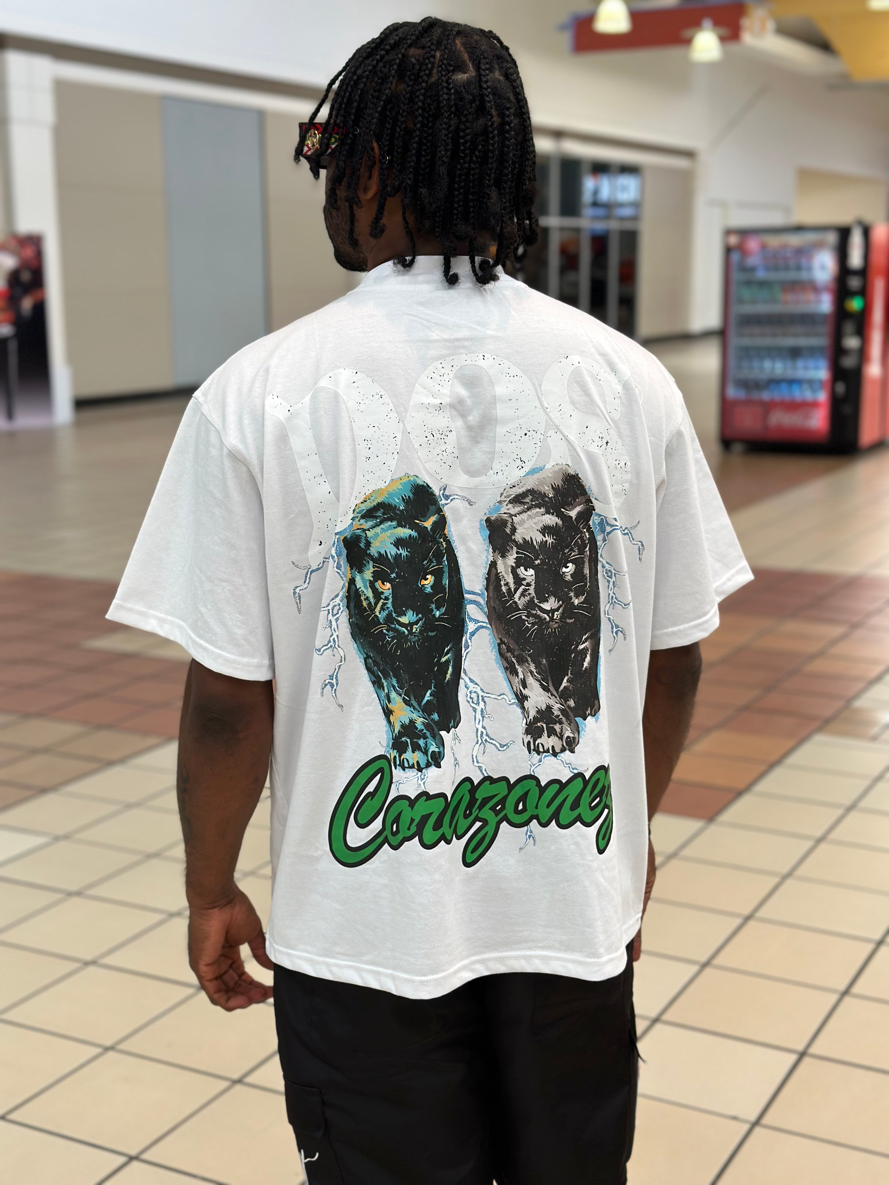 2 Cats Tee (White/Lucky Green)