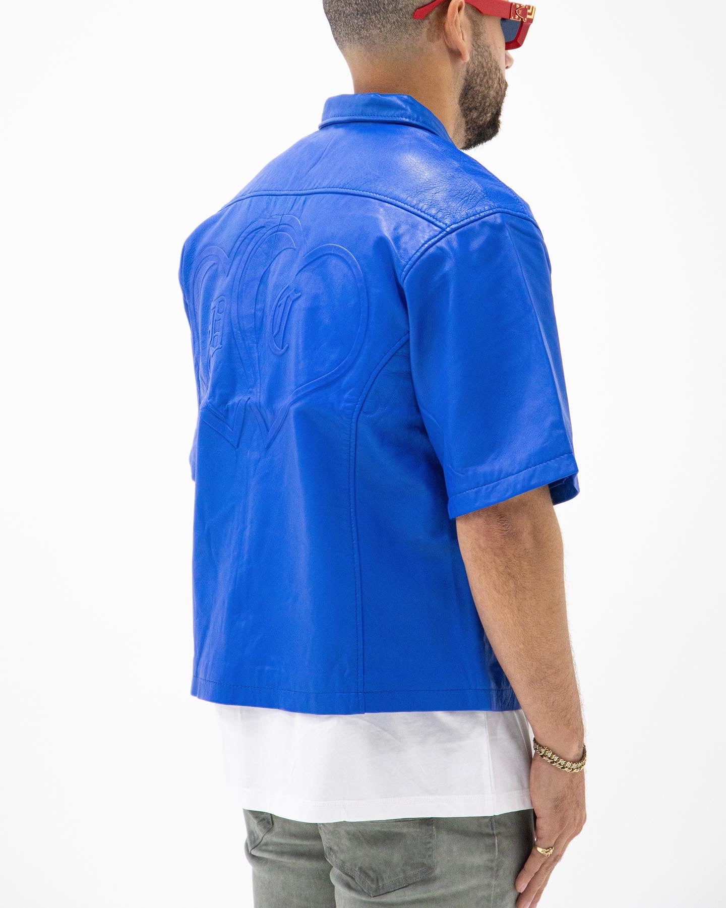 Leather Top (Blue) (Pre Order) (Please allow 3-4 weeks for items to be made and shipped)