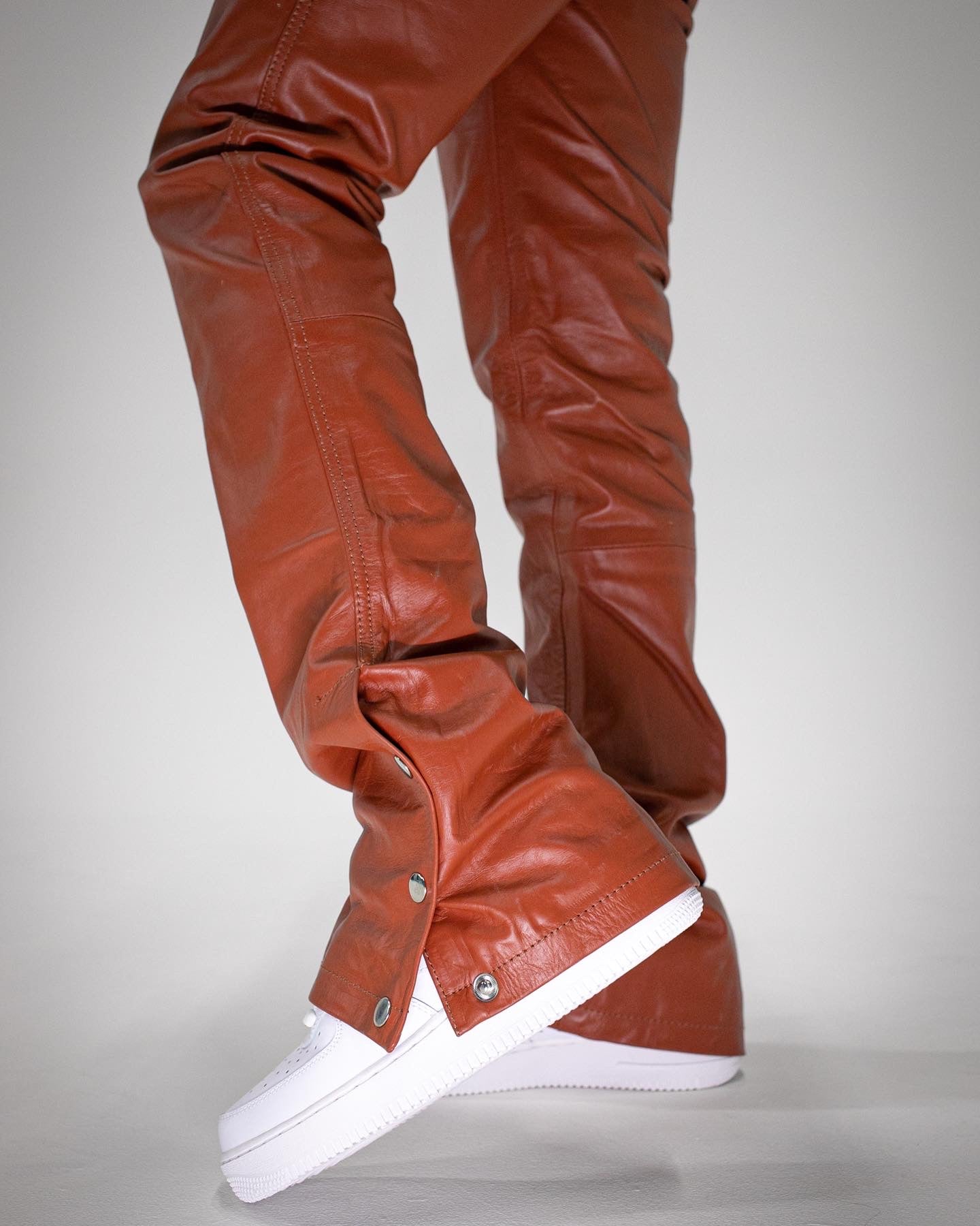 Leather Flared Pants (Burnt Sunrise)