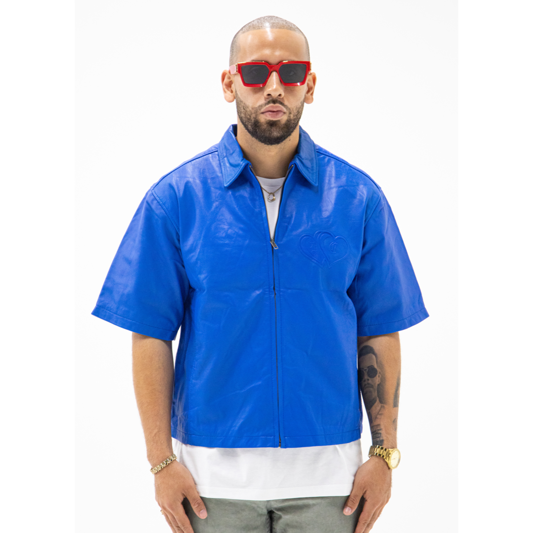 Leather Top (Blue) (Pre Order) (Please allow 3-4 weeks for items to be made and shipped)